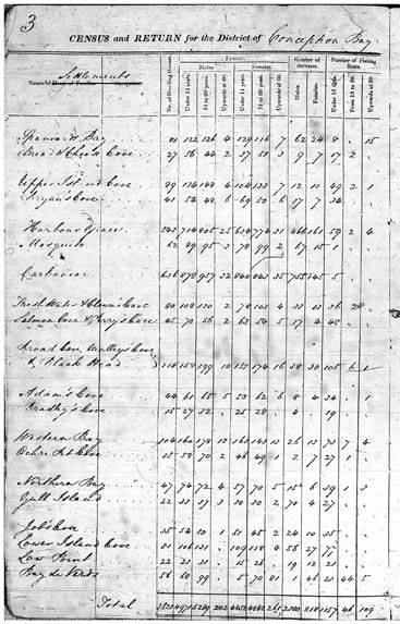 1836 hand written Census of Conception Bay Newfoundland