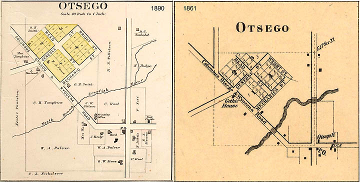 1890 and 1861 town maps of Otsego Wisconsin