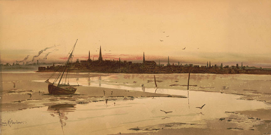 1888 chromolithograph Chelsea Massachusetts low tide