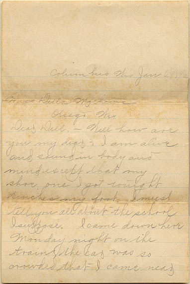 1896 letter to Della Mathews 