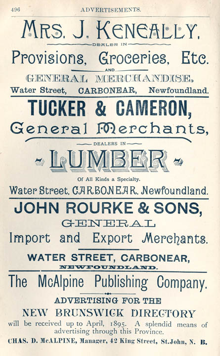 1897 Carbonear Merchant Ads