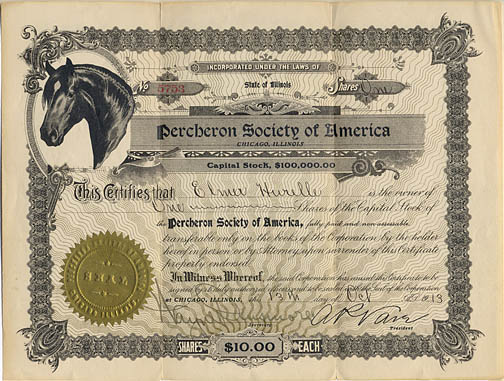 Elmer joins the Percheron Society in 1913