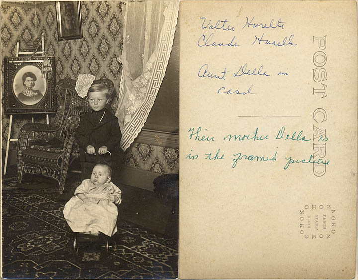 Idella Mathews with her mother Josephine Pease Mathews  on NOKO photo post card