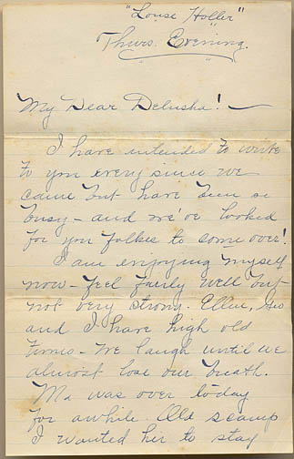 1916 letter to Della Mathews 