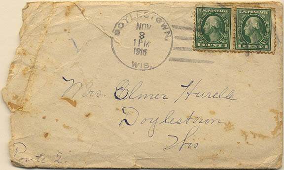Postdated November 3, 1916, Jeanette Colwell's envelope.