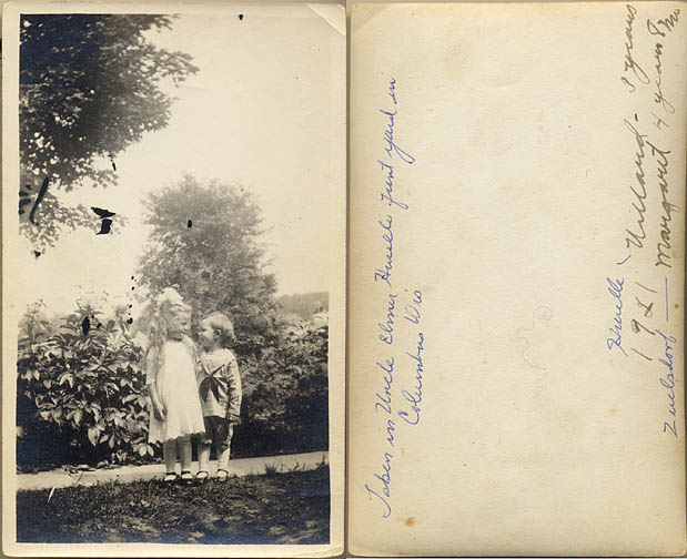 Margaret Zuelsdorf and Willard Hurelle on the Elmer Hurelle Farm 1921