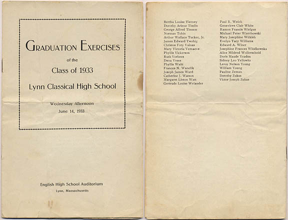 1933 Margaret Watt graduation class list