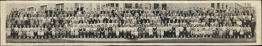 1933 Lynn Classical High School graduating class panoramic photo