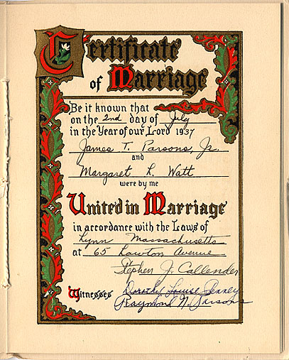 Jim and Margaret married in 1937