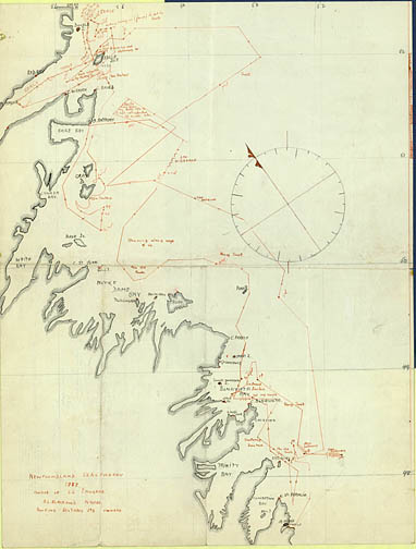1937 detailed sealing map from St. Johns past Fogo Island