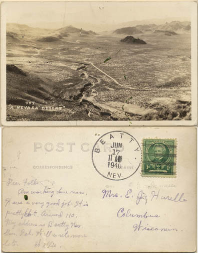 Walters 1940 postcard from Nevada 