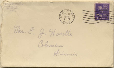 Walter's written letter envelope to his mother 1941