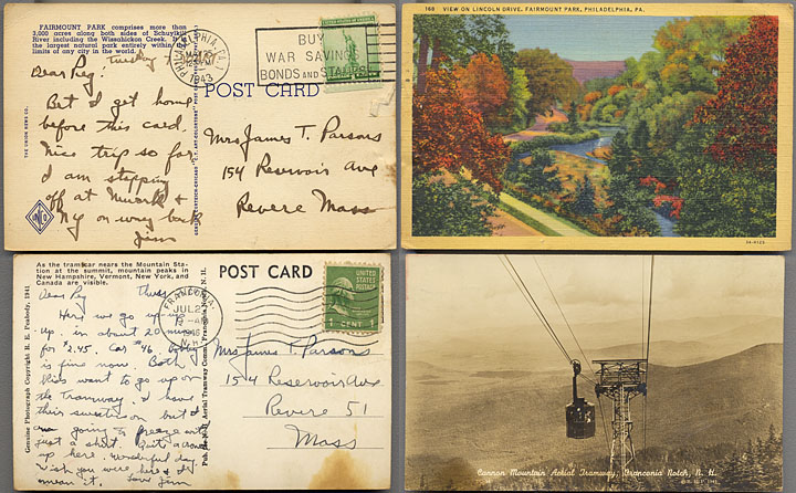 1943 post cards from the tramway in New Hampshire