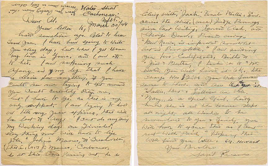 1944 March Letter from Sam Parsons - Water Street, Carbonear, NFLD