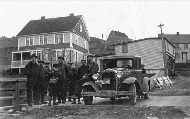 Freshwater Carbonear residents with car 1949