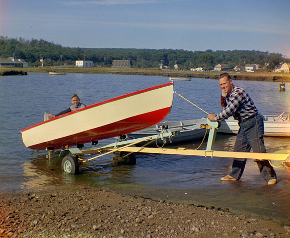 1958 James Jr. family in home made motor boat