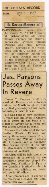 1957 James T Parsons Sr. Obit