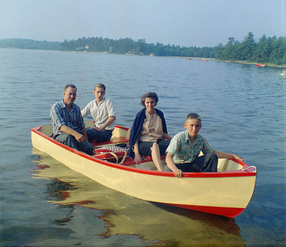 The Parsons family in the motor boat