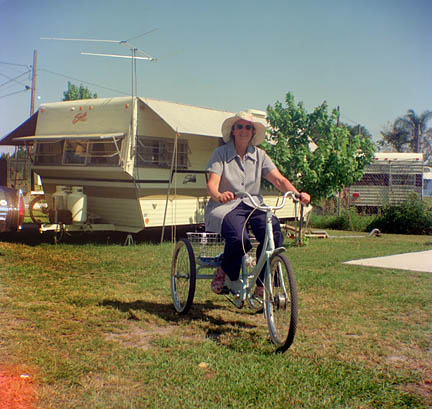 Peggy on three wheeler