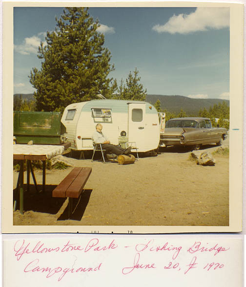 Camping with Cadilac and the trailer 1950s