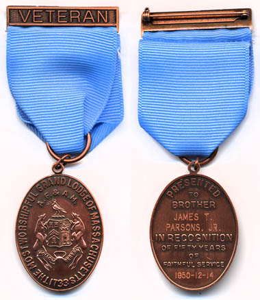 50 year veteran of the Masons badge