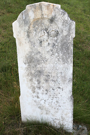 Susanna Elizabeth grave, beloved wife of William S. Parsons - Freshwater United Church cemetery, Newfoundland