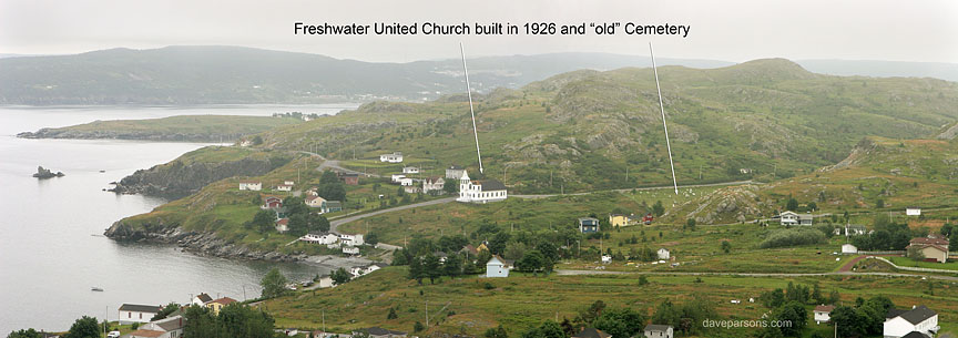 Freshwater United Church panorama, Newfoundland