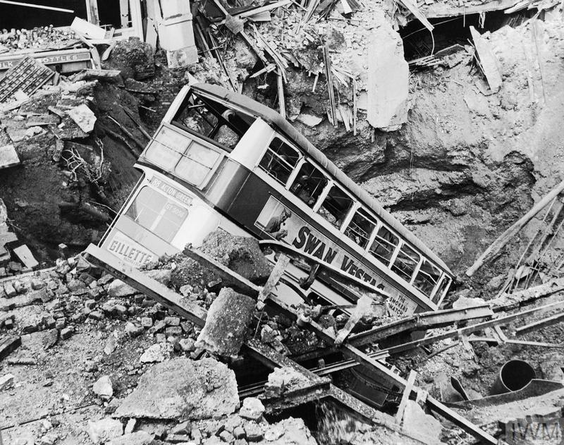 Bombed London with massive damage