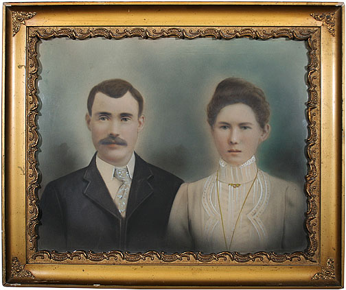 Gold framed artwork of James Parsons and Bertha Davis