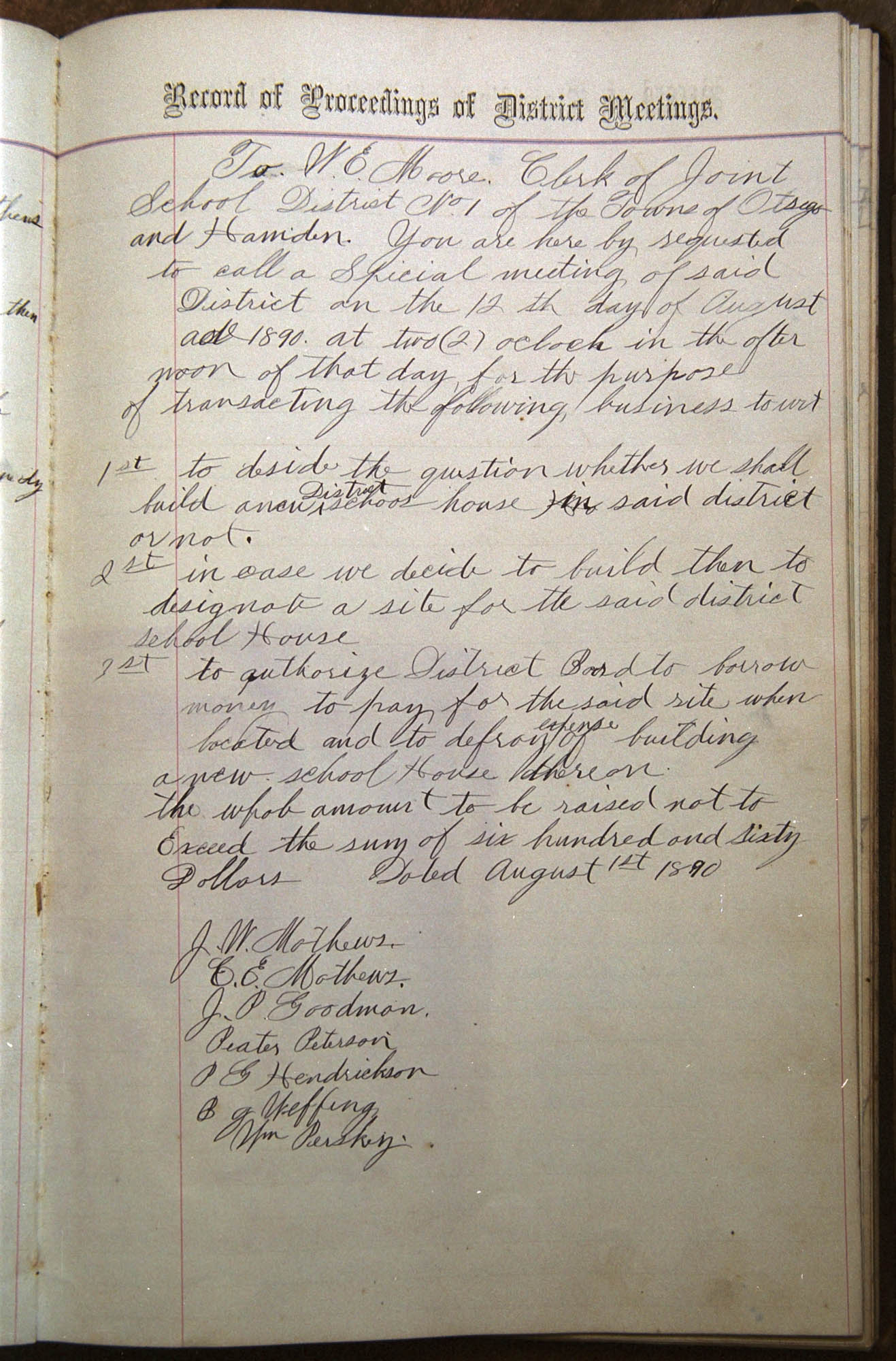 1897 letter to Della Mathews 
