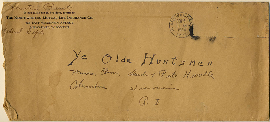 Hurelle second farm address on envelope - 1934