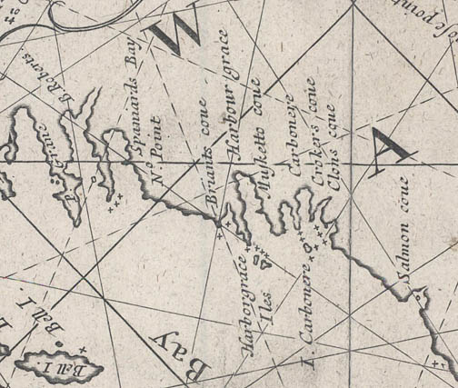 Early 1675 map with Clons cove (Clown's Cove)