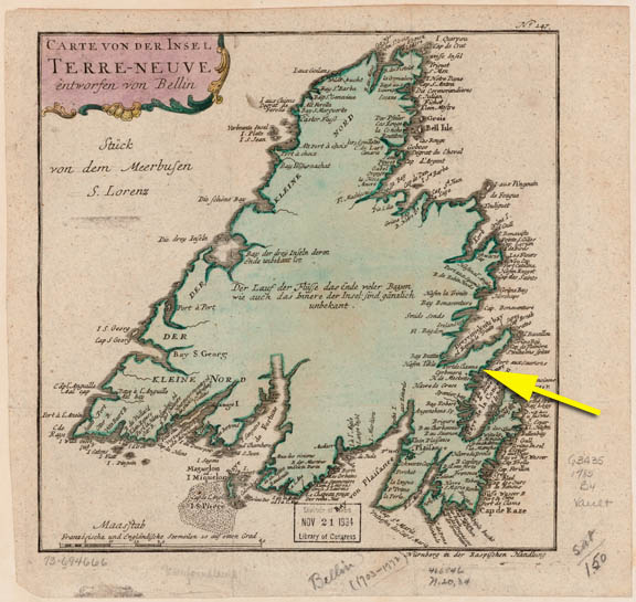 1785 map with Clouns cove (Clown's Cove)