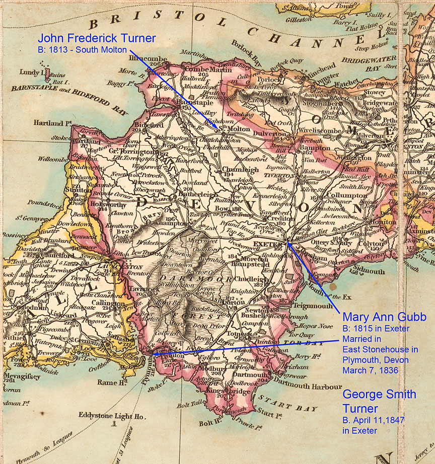 1823 Devon England map