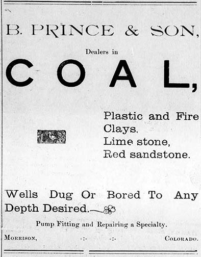 Listing coal and clay, a March, 1902 ad in the Jefferson County Graphic newspaper promotes Benjamin Prince's Mount Carbon products.