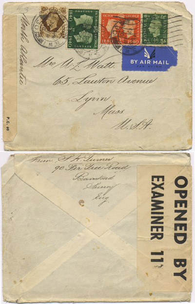 envelope with colorful stamps