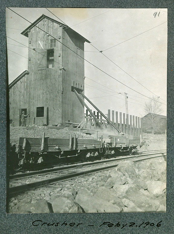 loading rock onto rail  cars