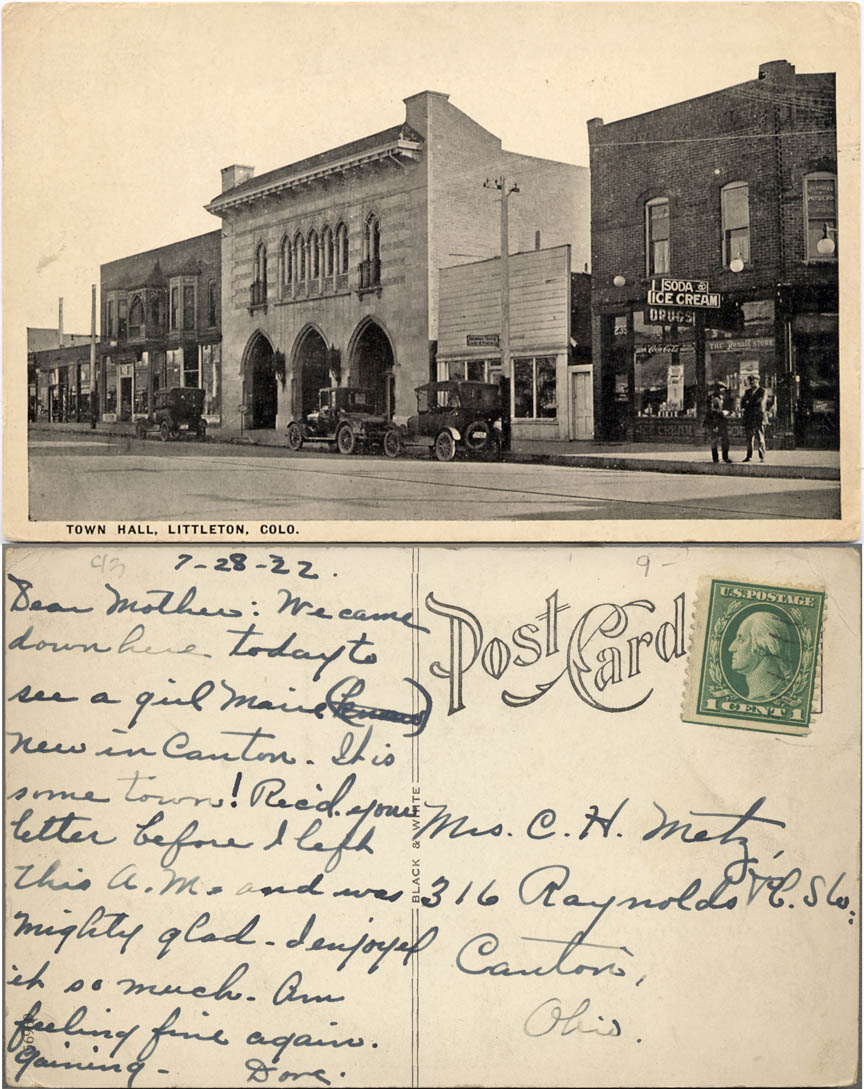 July 28, 1922 - Town Hall in downtown Littleton Colorado