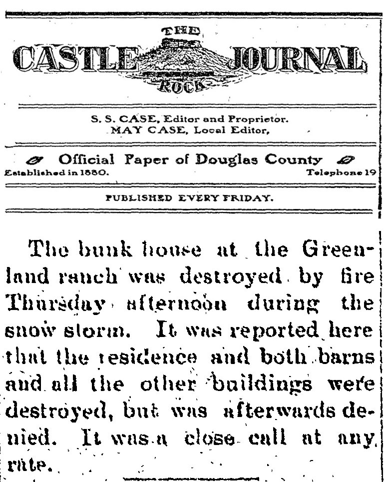 1906 Bunkhouse fire on Greenland Ranch