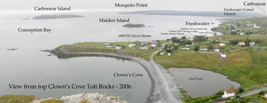 2006 view of Clown's Cove, Conception Bay, Carbonear Island and Freshwater