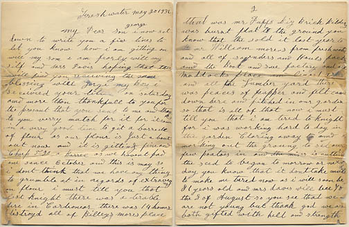 William Davis Freshwater Depression Carbonear Newfoundland Fire letter May 20, 1931