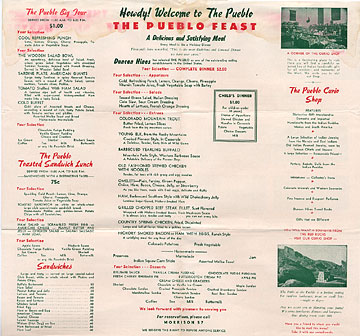 early menu for the Pueblo