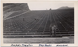 looking up at the seats of the ampitheater